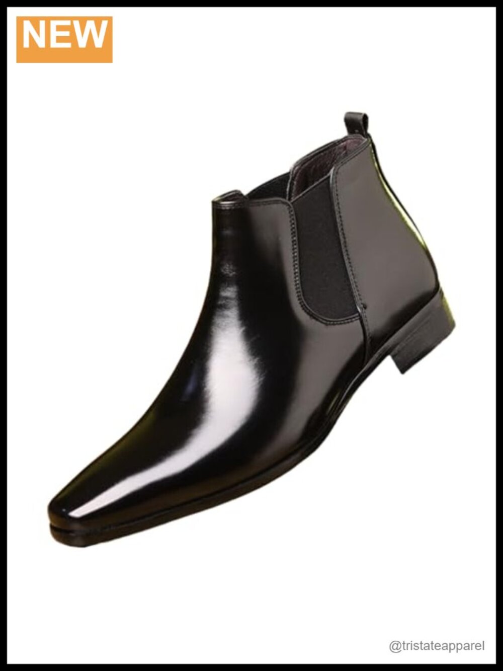 Men's Faux Leather Chelsea Boots Pointed Toe Pull On Ankle Business Boots